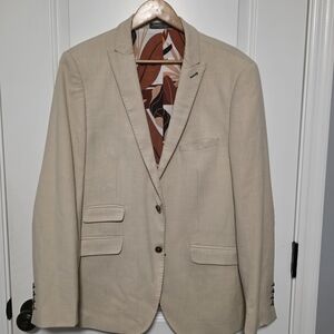 Paisley & Gray Beige Blazer Orange And Brown Paisley Lining 40R